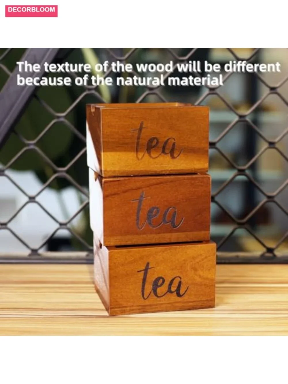 Acacia Wood Sugar Packet Caddy for Coffee Bar Farmhouse